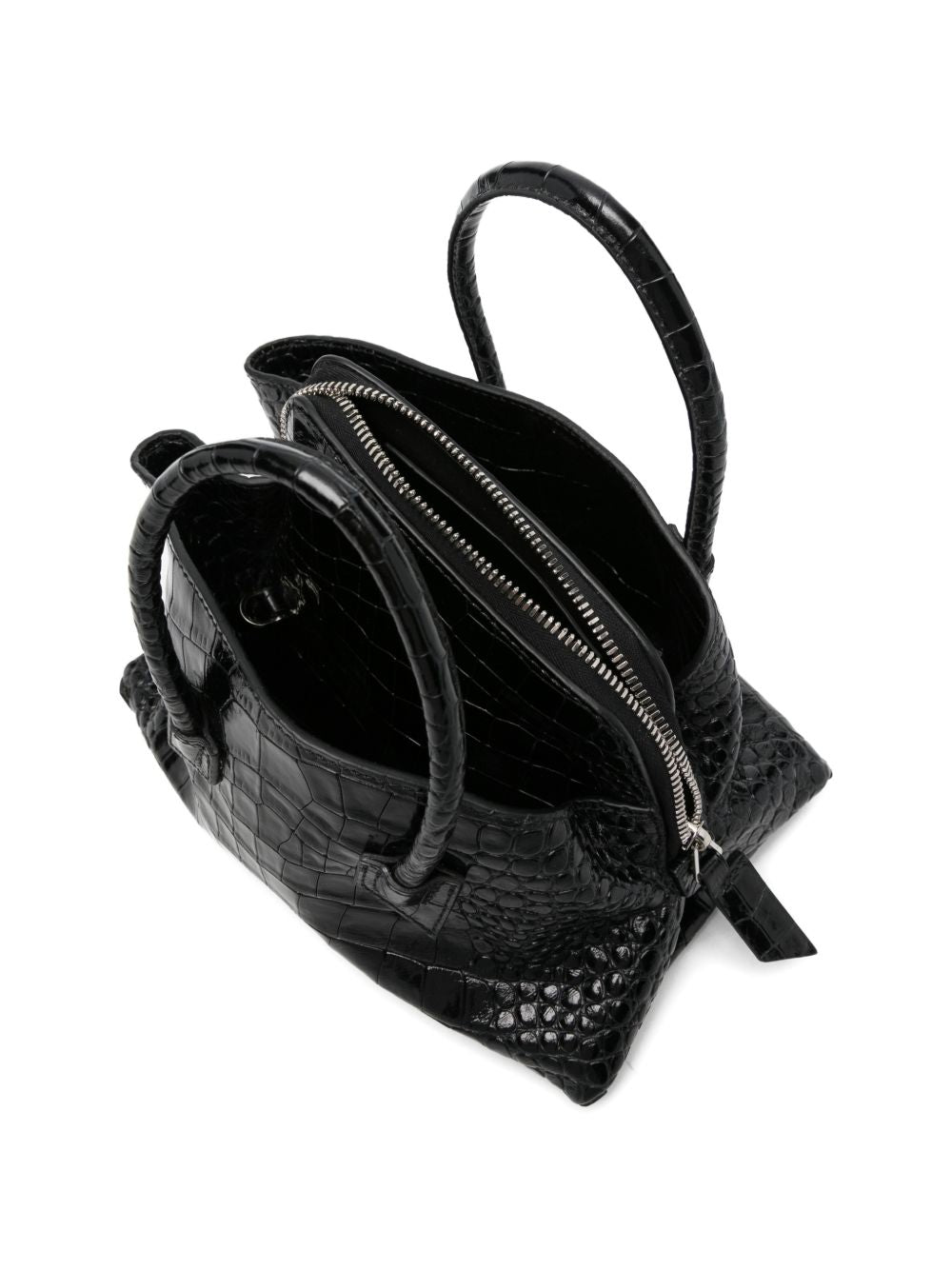 THE ATTICO Borsa a spalla La Passeggiata Mini nera lucida effetto cocco 