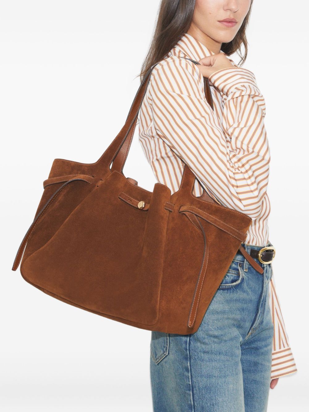 TORY BURCH Borsa Romy Suede Tote in pelle suede elegante 