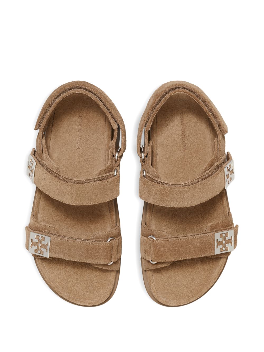 TORY BURCH Sandali Mellow in suede con chiusura in velcro e suola carrarmato 