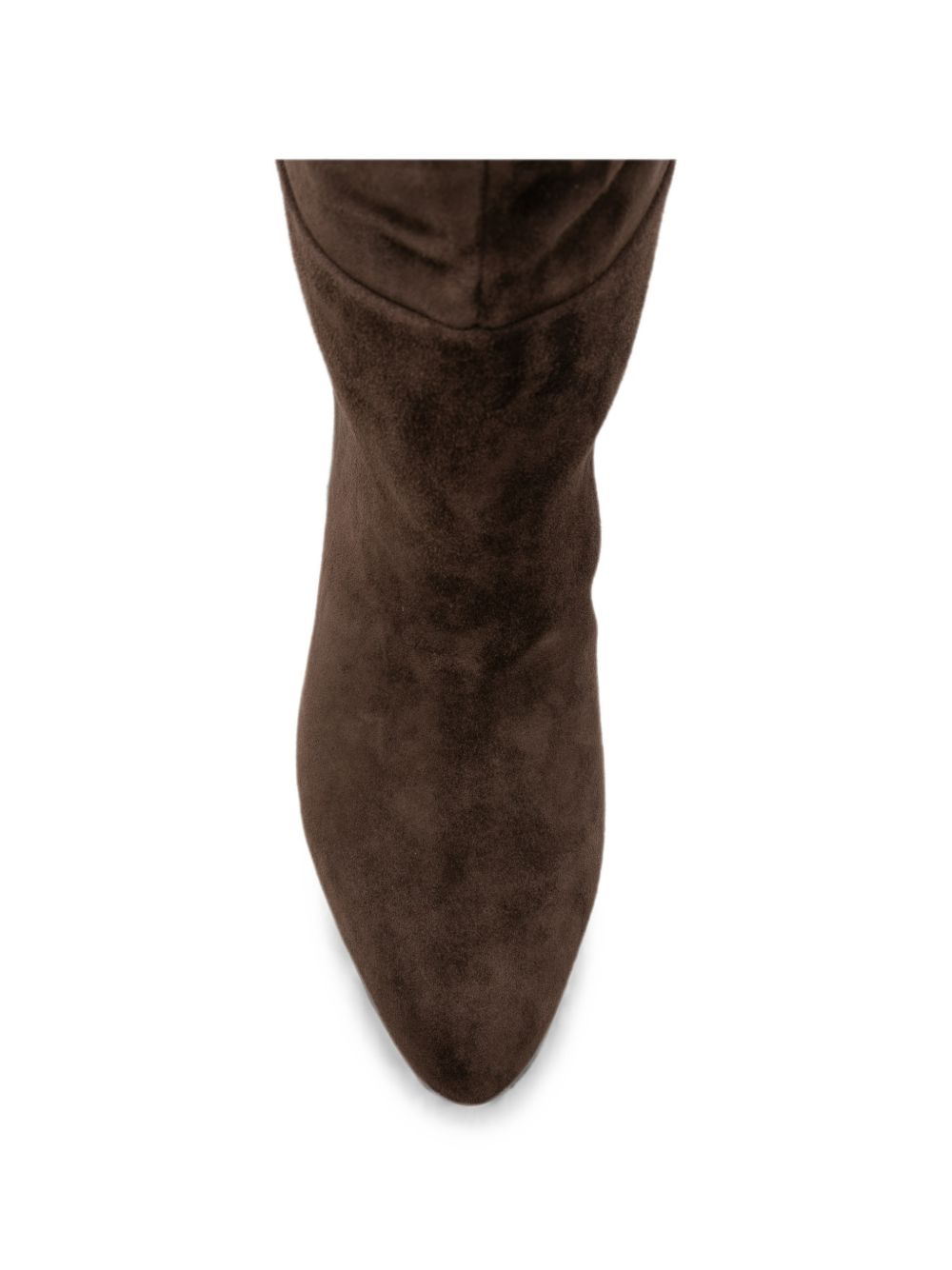 TWINSET Stivale alto marrone in suede ecopelle con tacco e punta stondata 