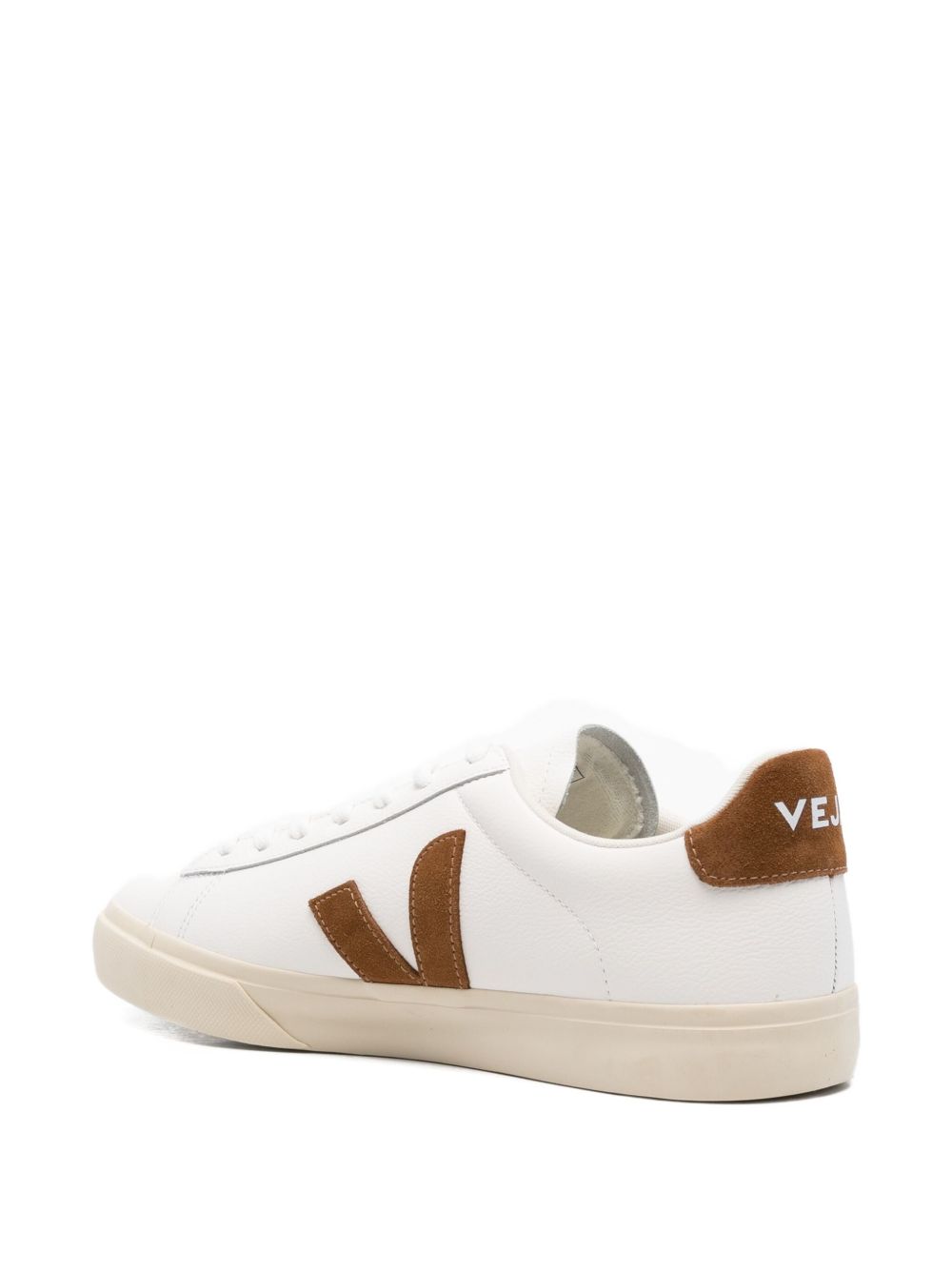 VEJA Sneakers bianche in pelle con dettagli marroni 