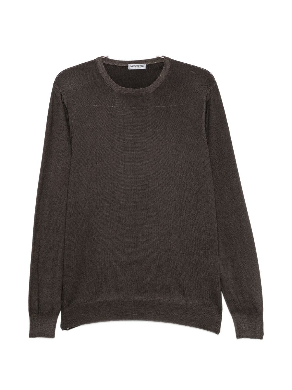 VENGERA Maglia girocollo in lana leggera marrone 