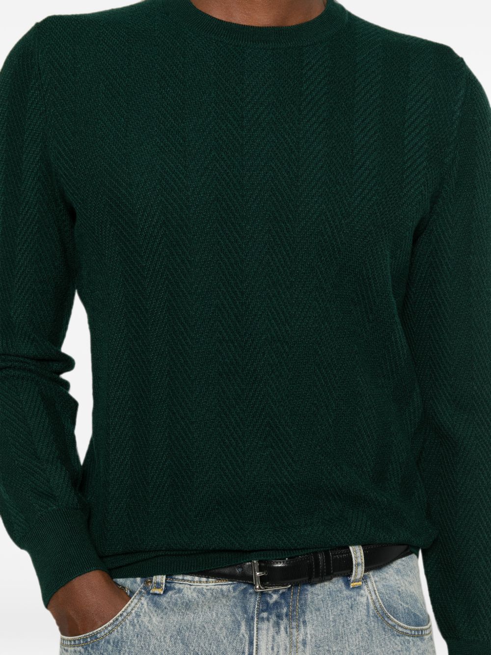 VENGERA Maglia girocollo in lana verde bosco 