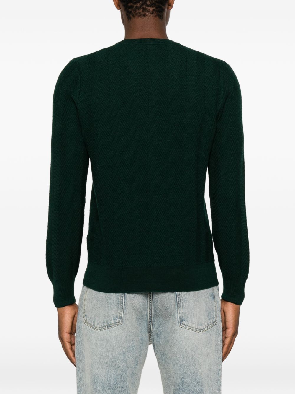 VENGERA Maglia girocollo in lana verde bosco 