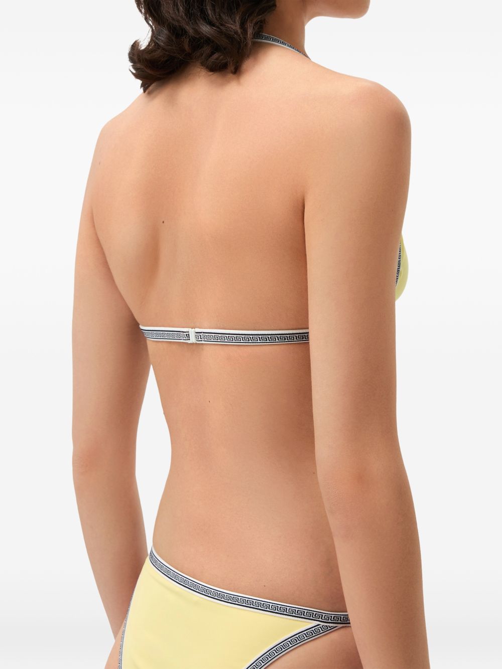 VERSACE Top bikini Broken Jewels giallo con bordi geometrici 