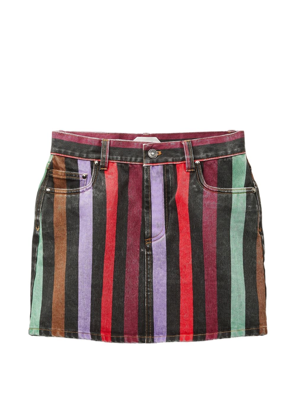 VERSACE Minigonna in denim multicolor a righe 