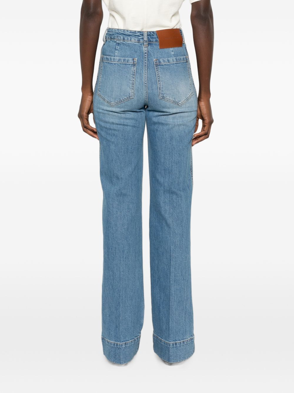 VICTORIA BECKHAM Alina jeans a gamba larga in denim blu 
