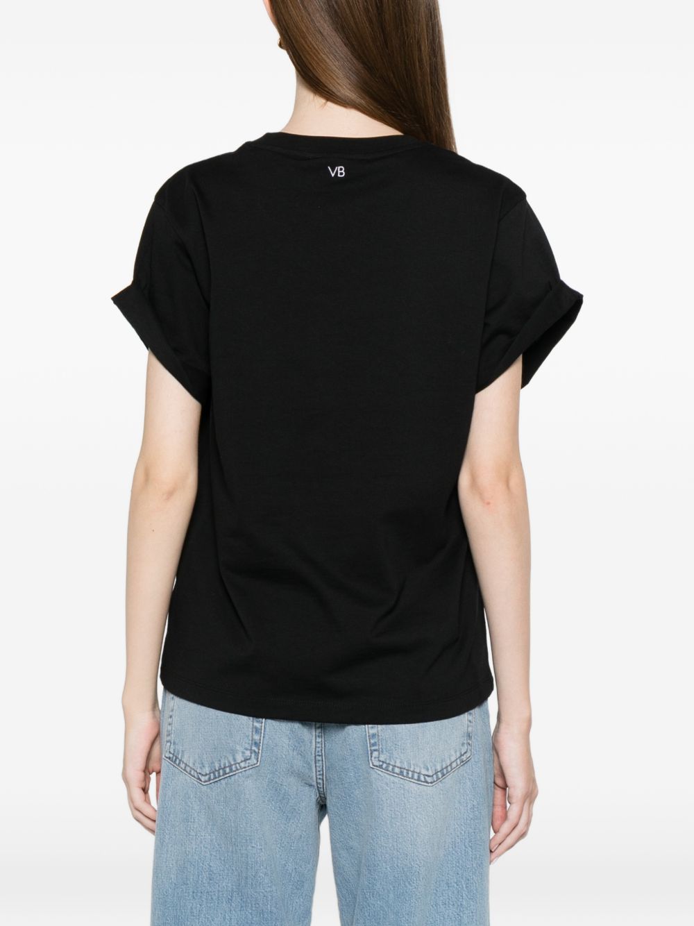 VICTORIA BECKHAM T-shirt Tilly in cotone nero con logo VB ricamato 