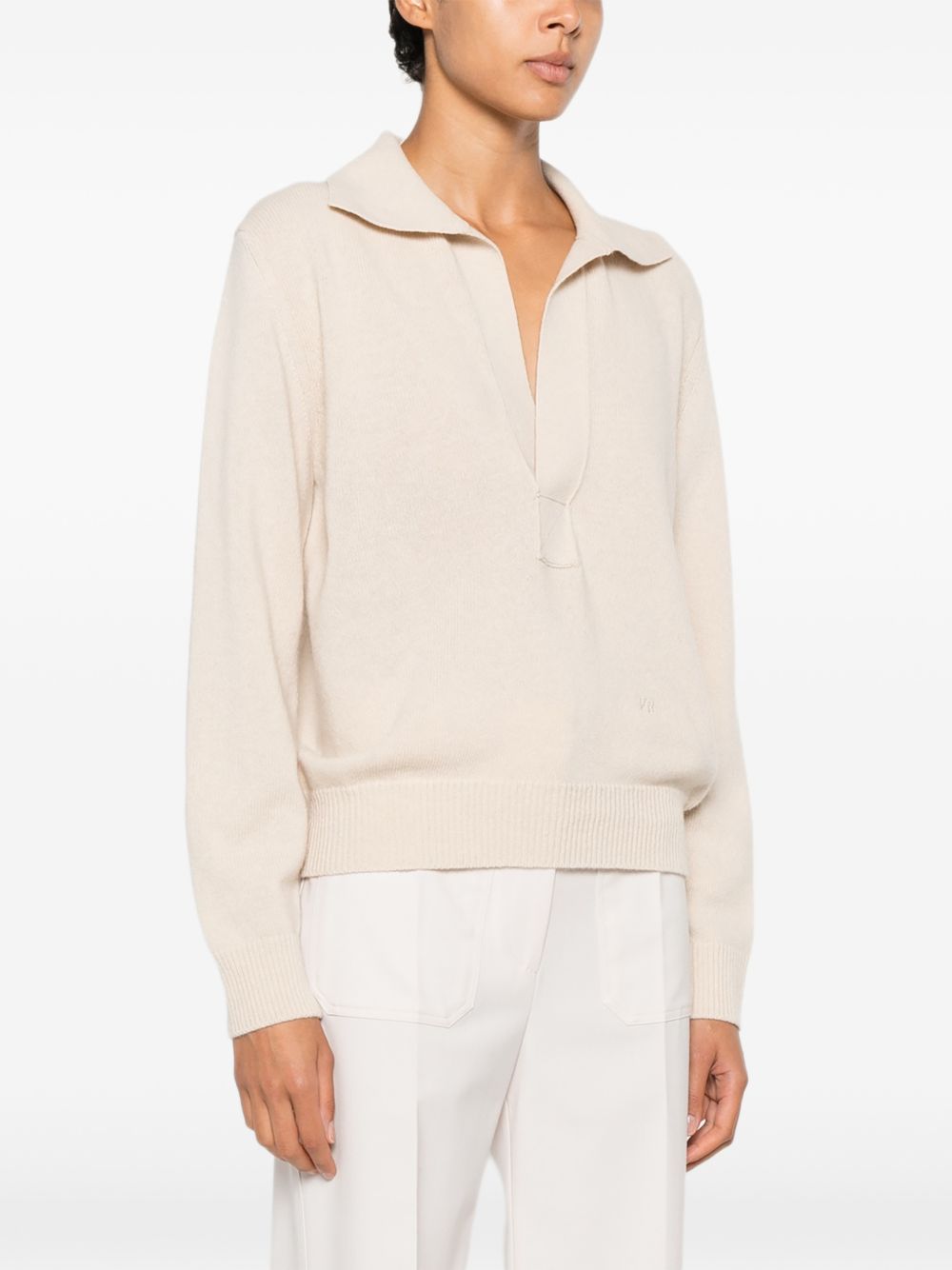 VICTORIA BECKHAM Maglia Genevieve in lana e cashmere con collo polo 