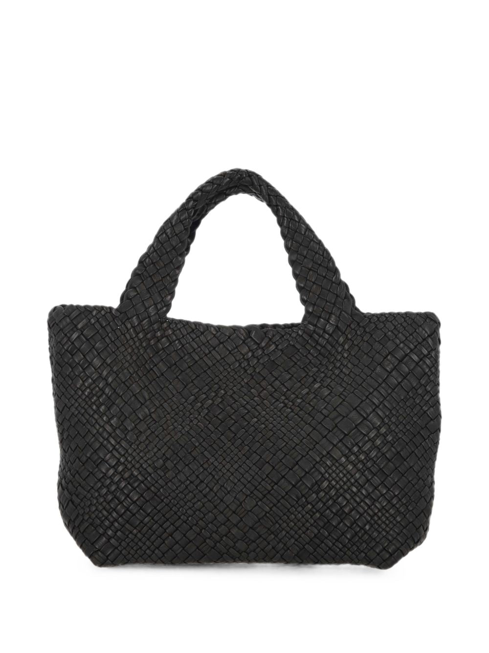 VISONA Borsa DREAM in pelle intrecciata nera 