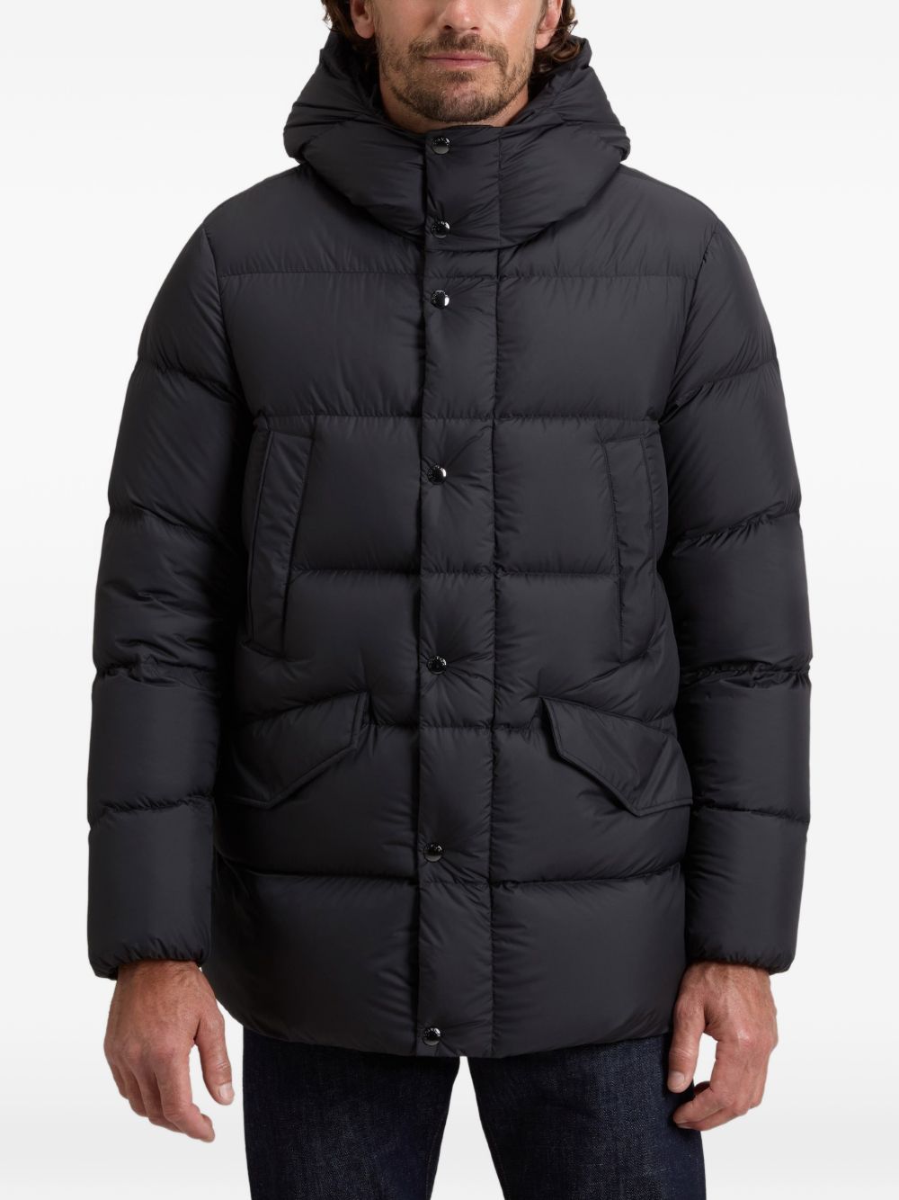 WOOLRICH Piumino lungo con doppie tasche e cappuccio 