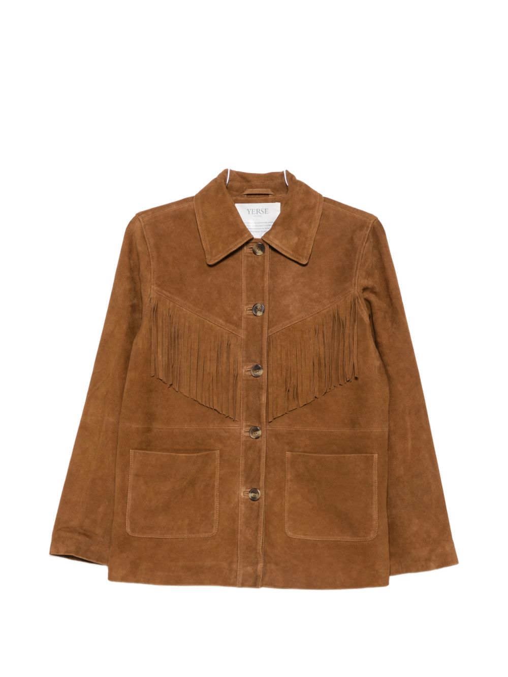 YERSE Giacca Beth in pelle suede con frange 
