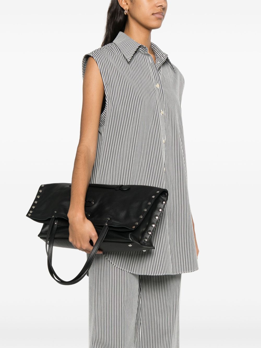 ZANELLATO Borsa tote A'spasso Medium in pelle nera lavagna 