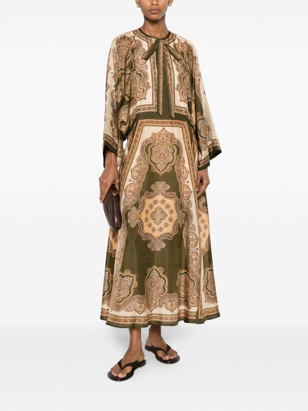 ZIMMERMANN Abito midi Mahon con stampa 