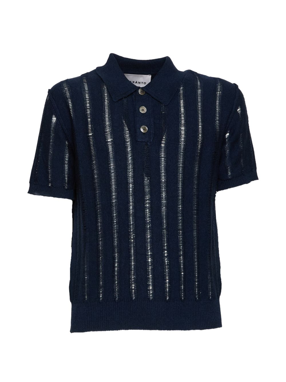 AMARANTO Polo blu navy in maglia con dettagli semitrasparenti 