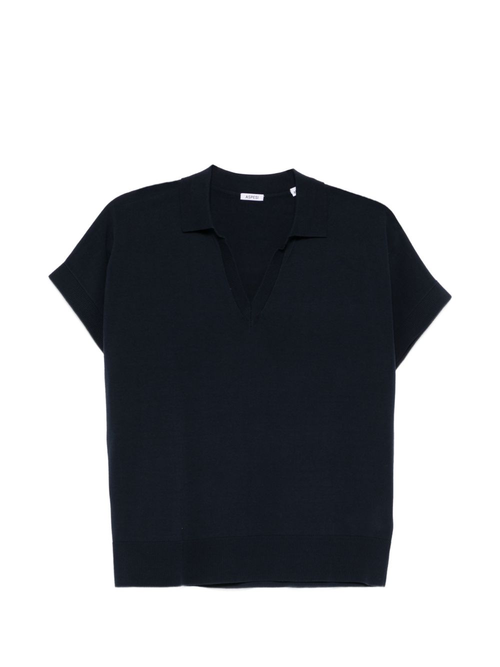 ASPESI Polo con scollo V in cotone blu 