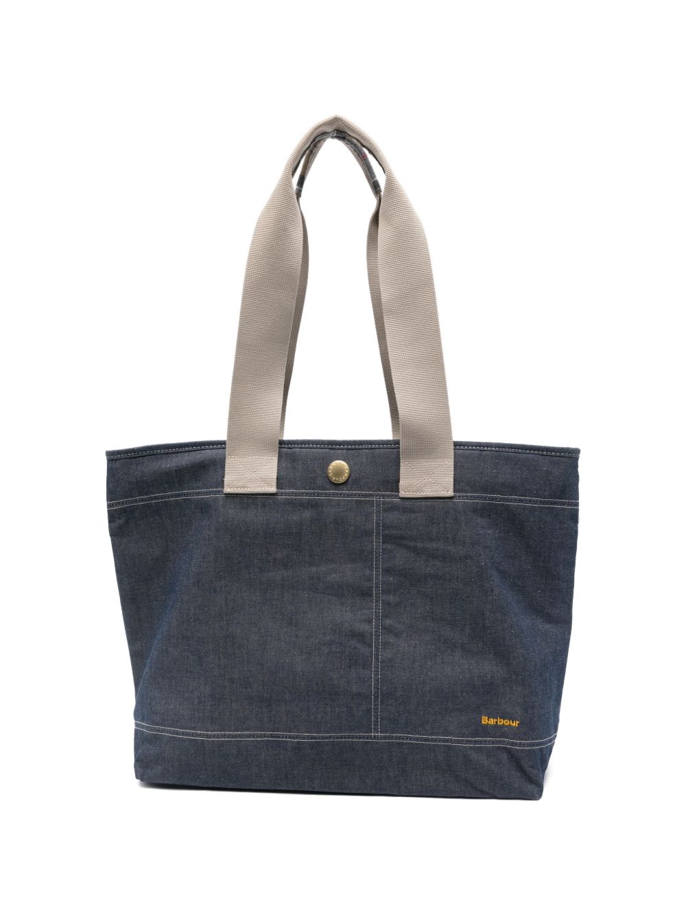 BARBOUR Borsa a mano in denim con logo cucito 