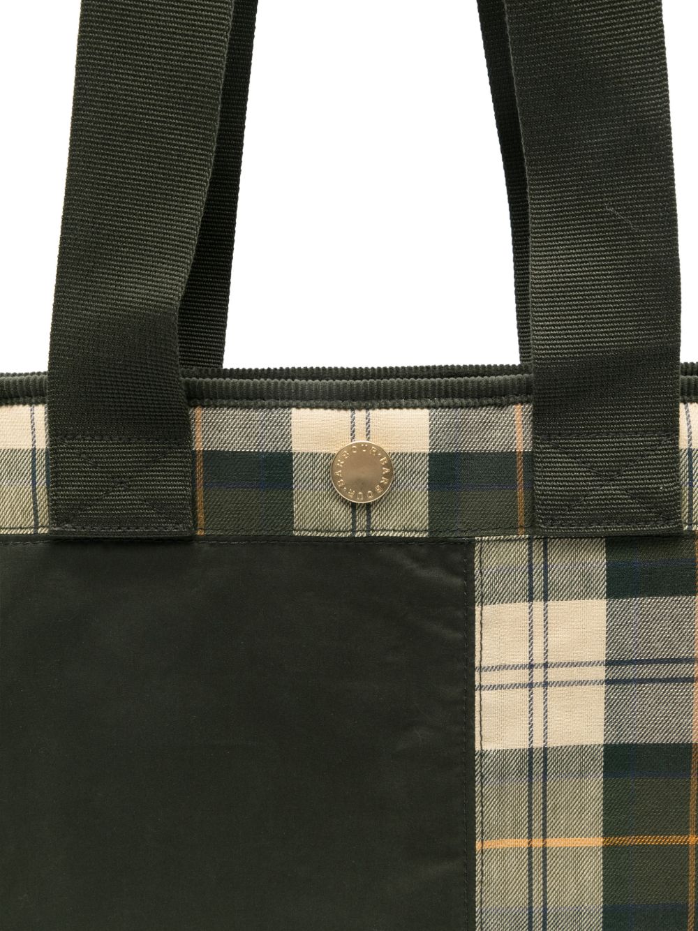 BARBOUR Borsa tote patchwork in cotone cerato con tartan 