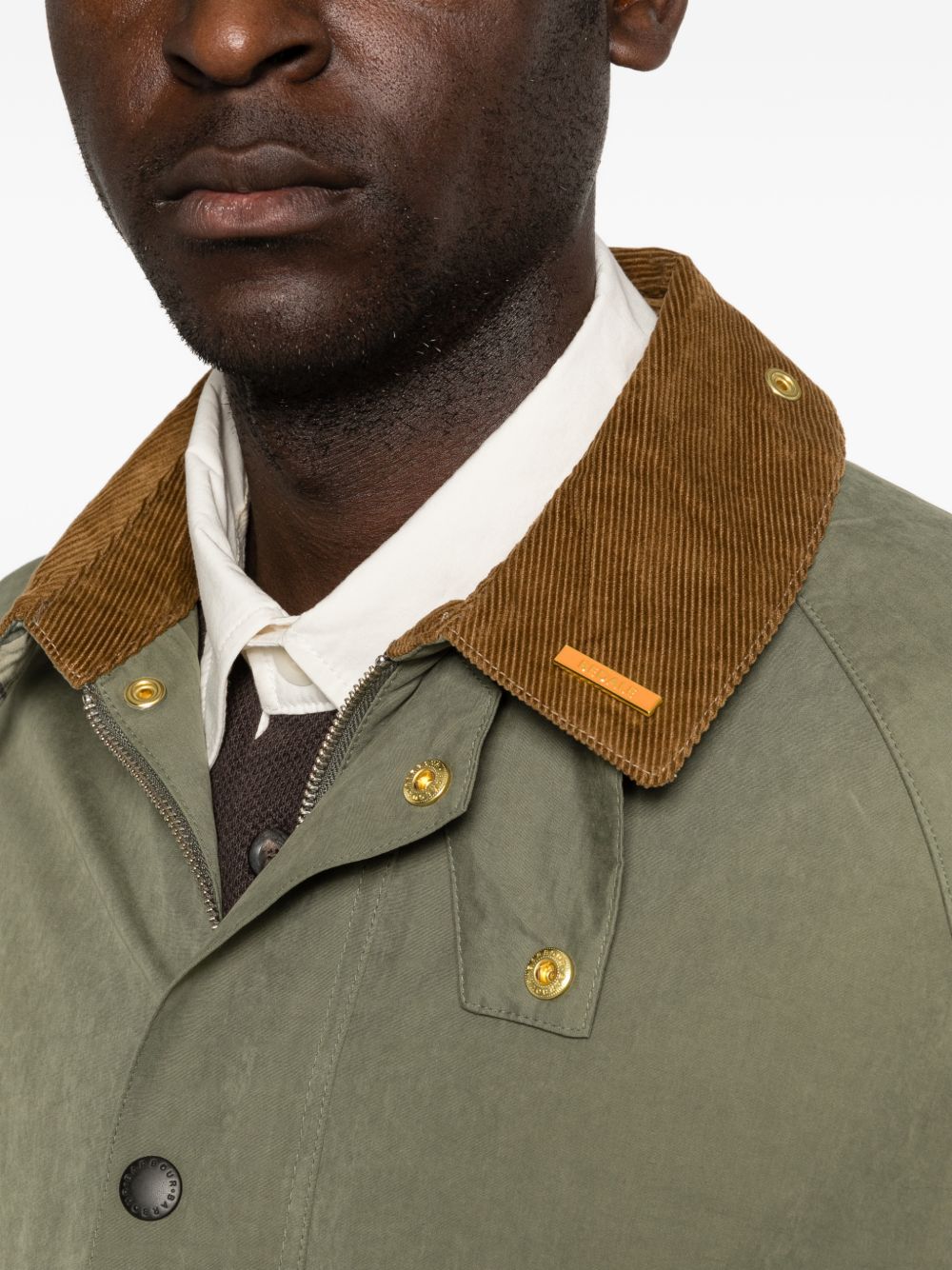 BARBOUR Giacca Icons verde con colletto a coste 