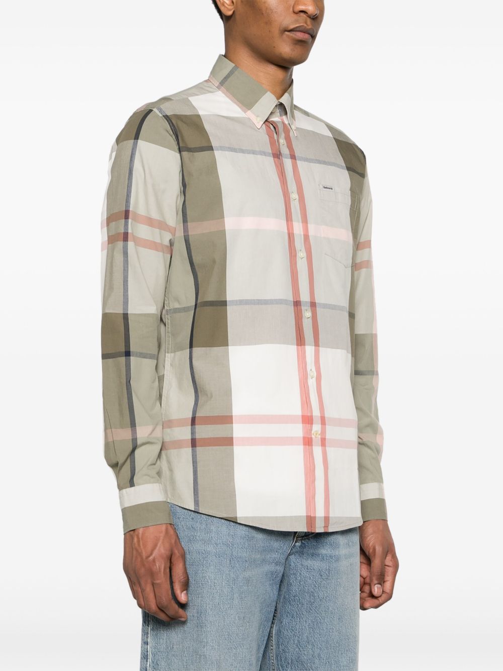BARBOUR Camicia Glenmore verde oliva in cotone tartan 