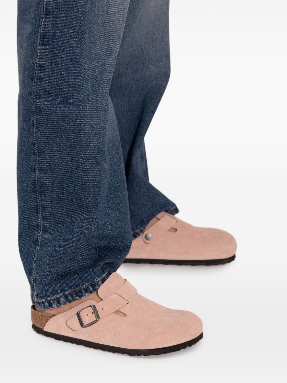 BIRKENSTOCK Sandali mules Boston LEVE in pelle rosa scamosciato 