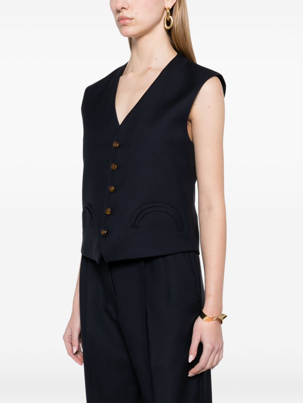 BLAZE Gilet sartoriale Feral First Class in lana e mohair blu 