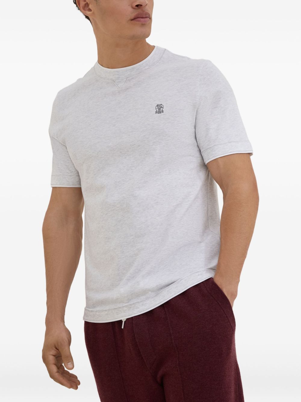 BRUNELLO CUCINELLI T-shirt con logo ricamato sul petto 