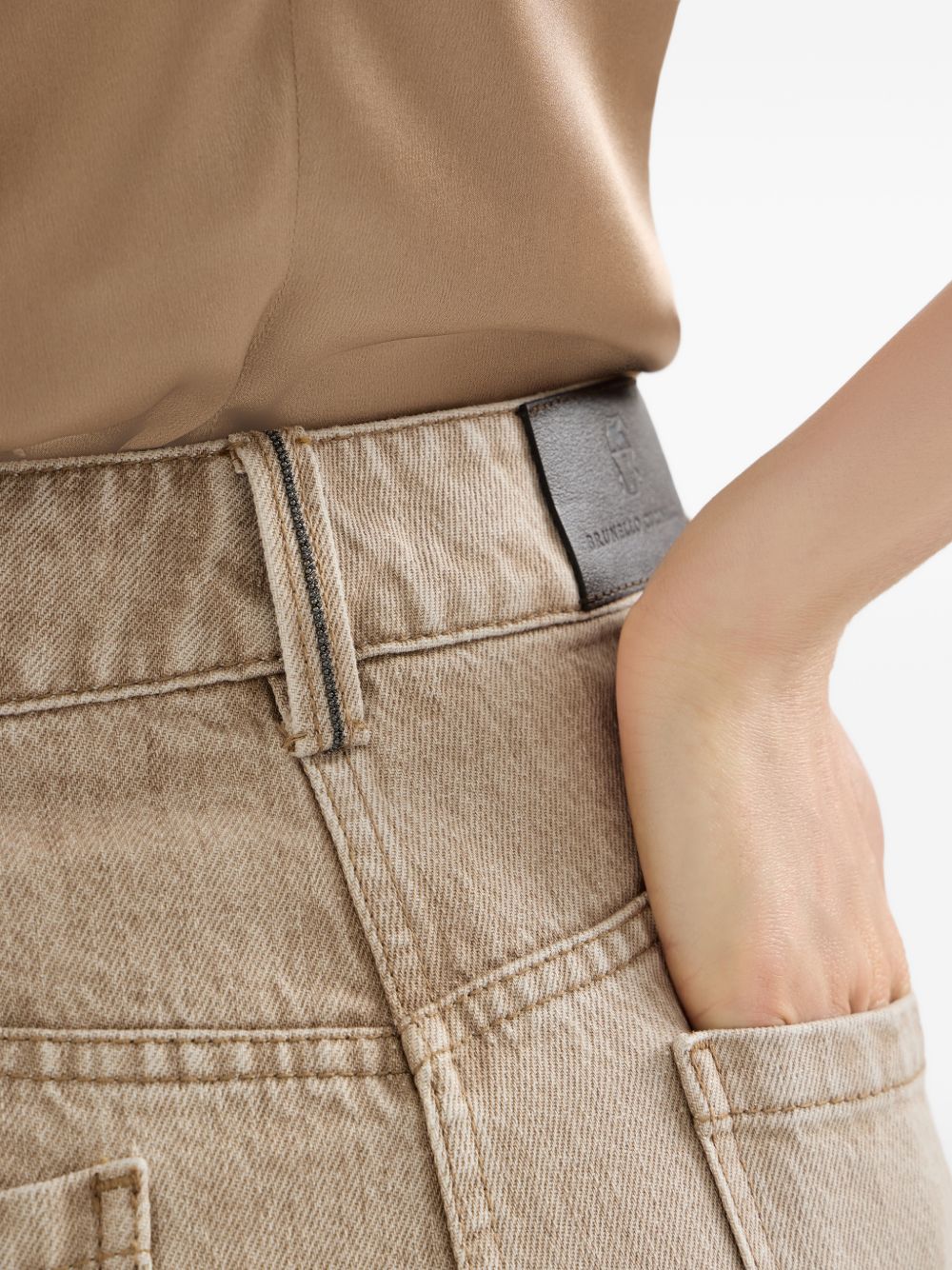 BRUNELLO CUCINELLI Jeans in cotone beige con passanti 