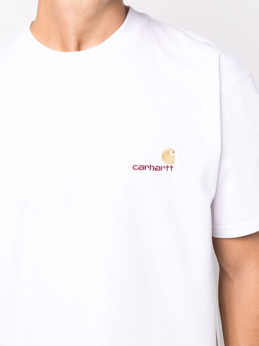 CARHARTT WIP T-shirt in cotone bianco girocollo con logo 