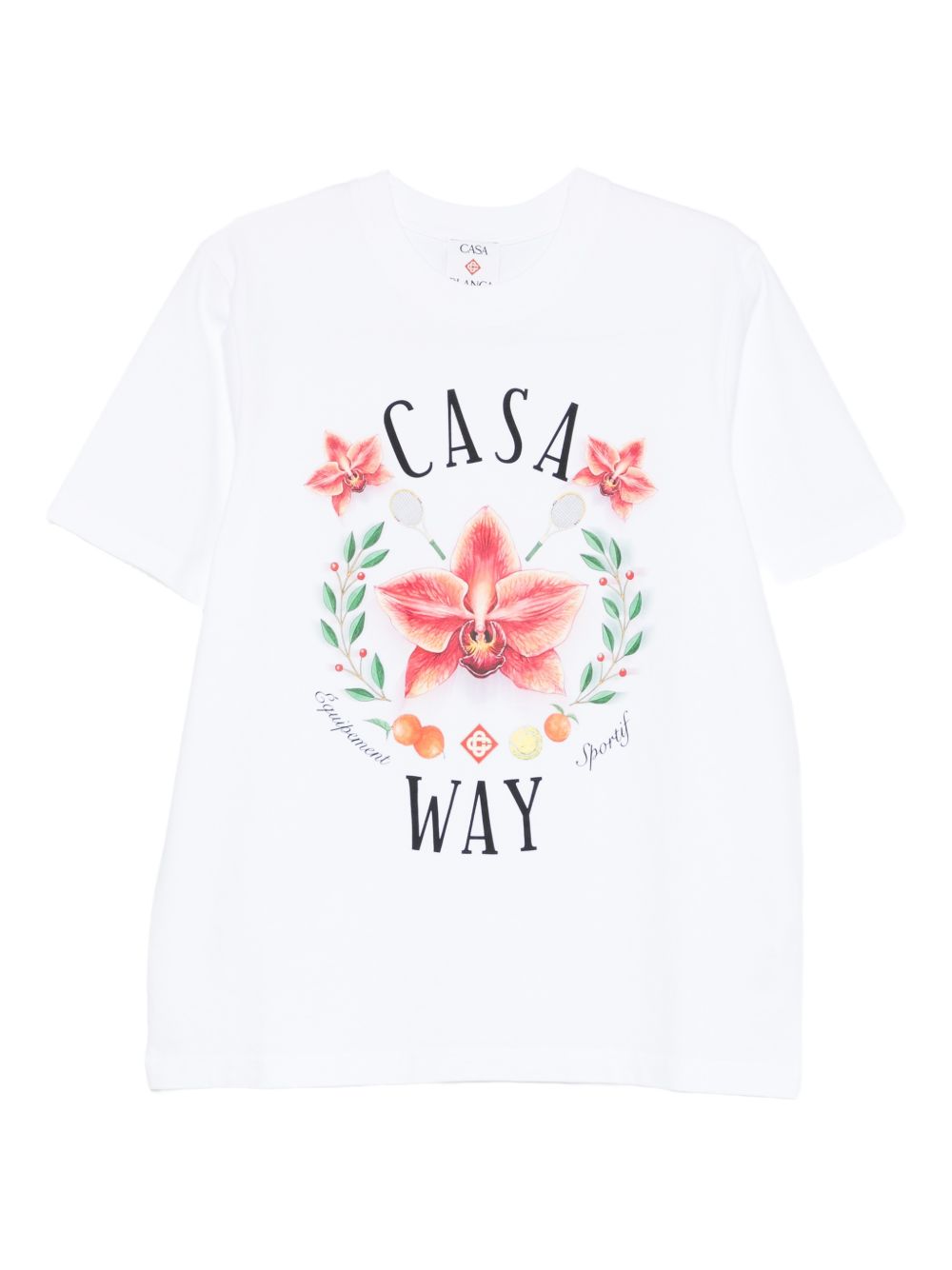 CASABLANCA T-shirt in cotone bianco con stampa 