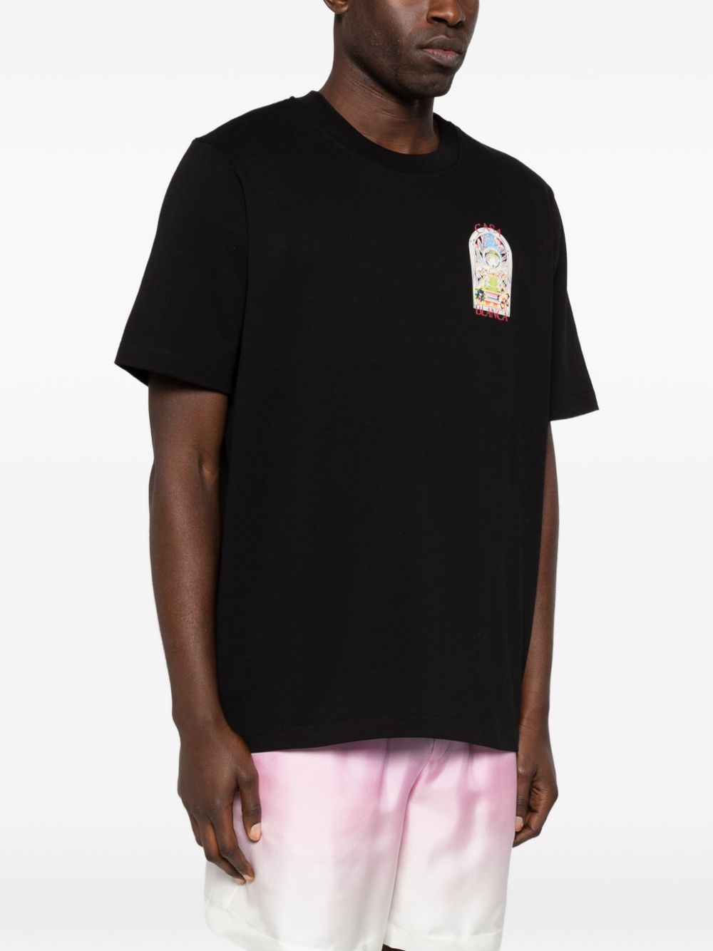 CASABLANCA T-shirt con stampa grafica in cotone nero 