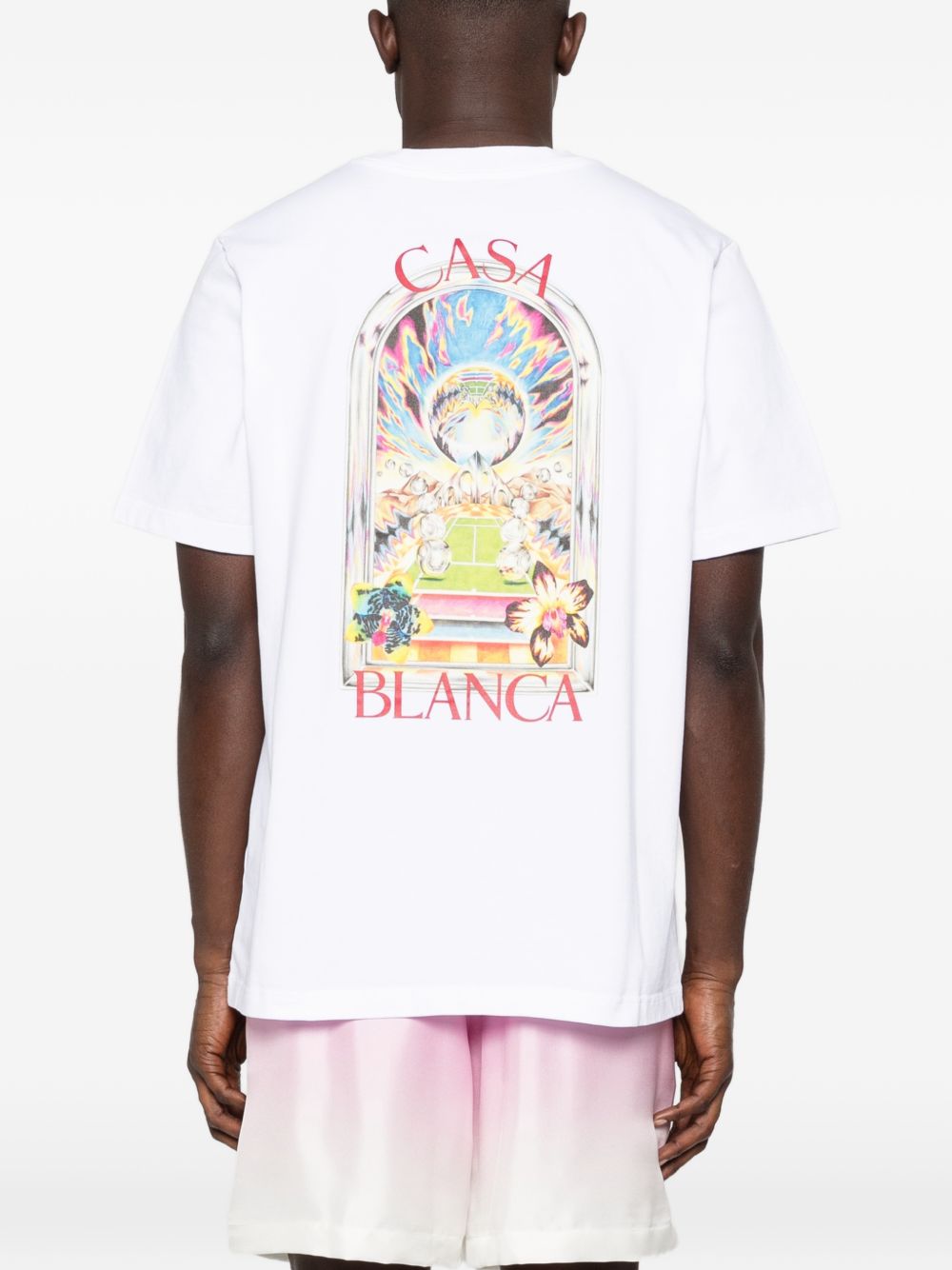 CASABLANCA T-shirt con logo stampato in cotone bianco 