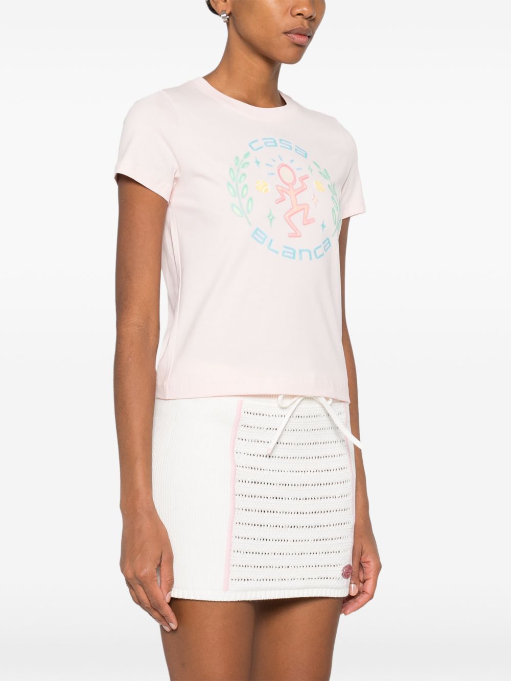 CASABLANCA T-shirt in cotone rosa con stampa logo 
