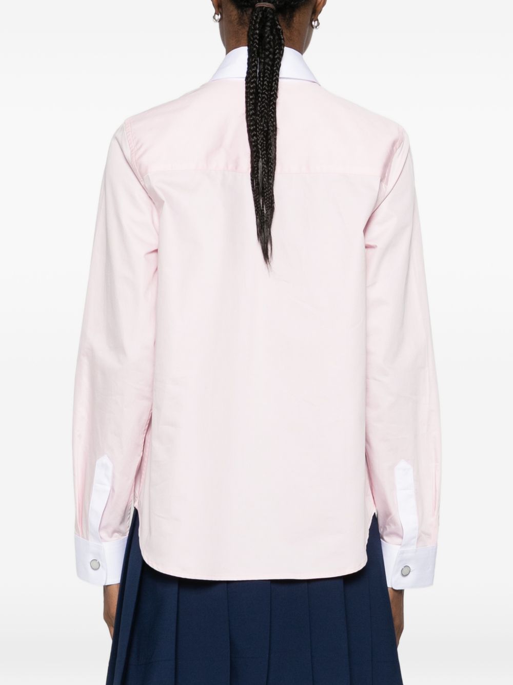 CASABLANCA Camicia con logo strass in cotone rosa 