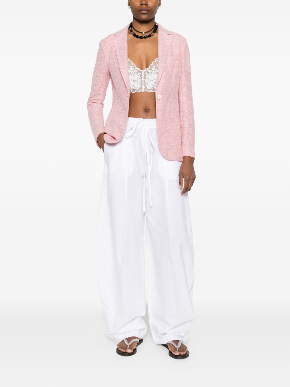 CIRCOLO 1901 Blazer monopetto in lino e cotone rosa 