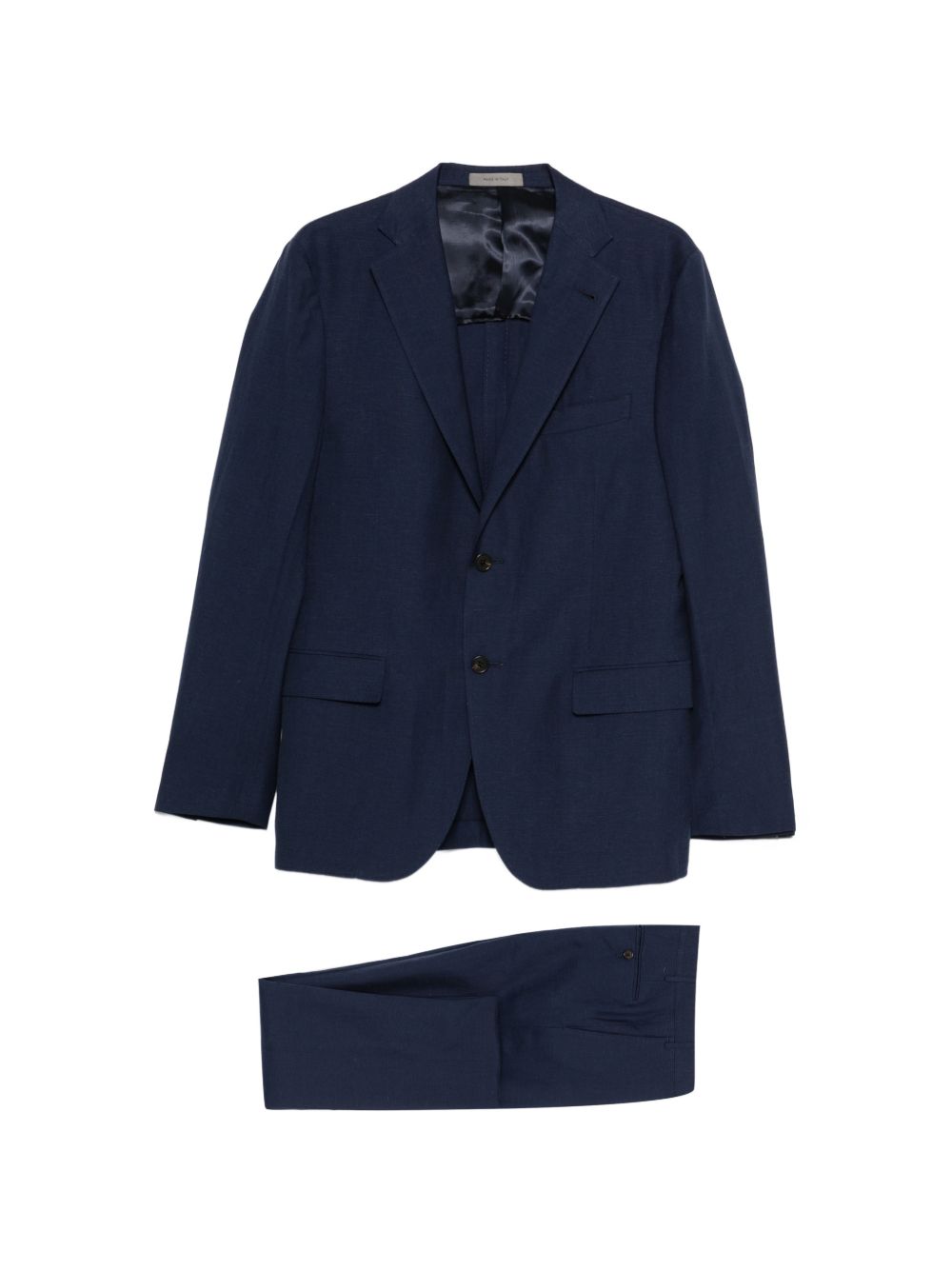 CORNELIANI Completo Monopetto blu in lana vergine misto lino 