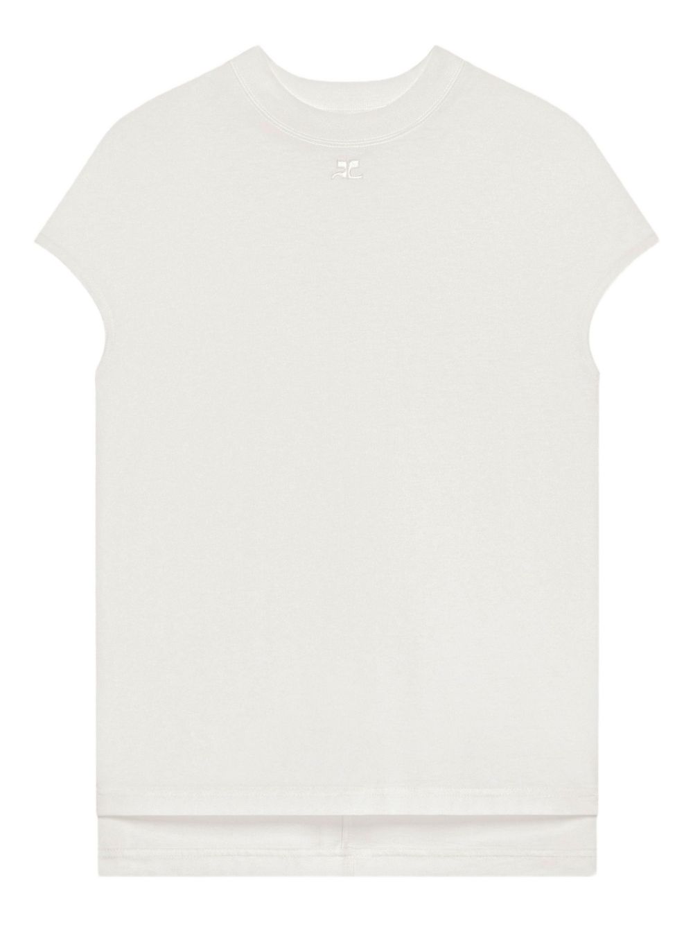 COURREGES T-shirt in cotone bianco a maniche corte 