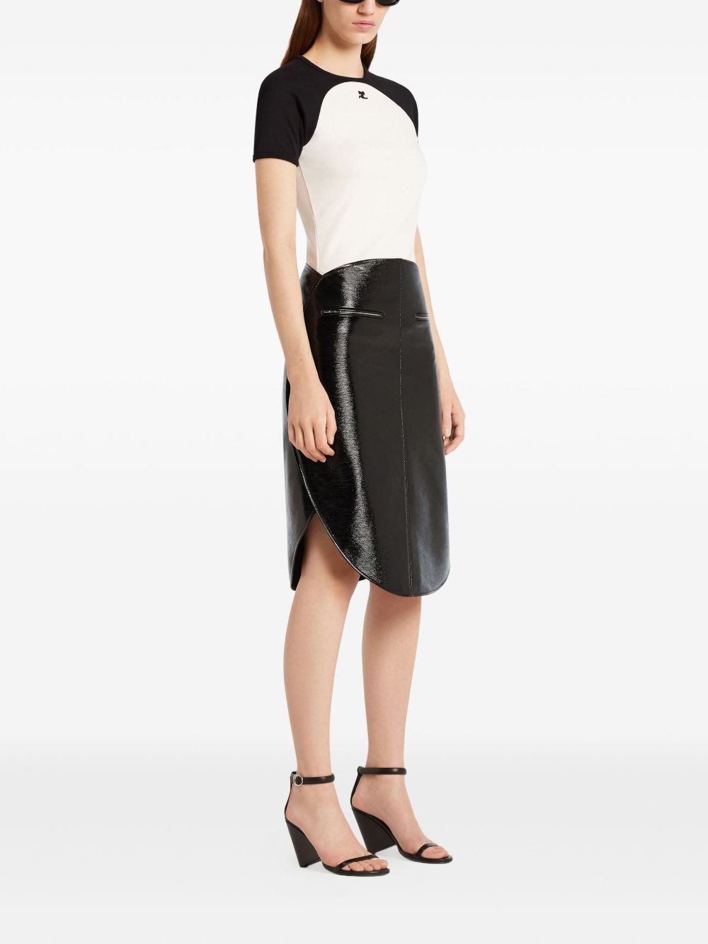 COURREGES T-shirt a maniche corte bianca e nera 