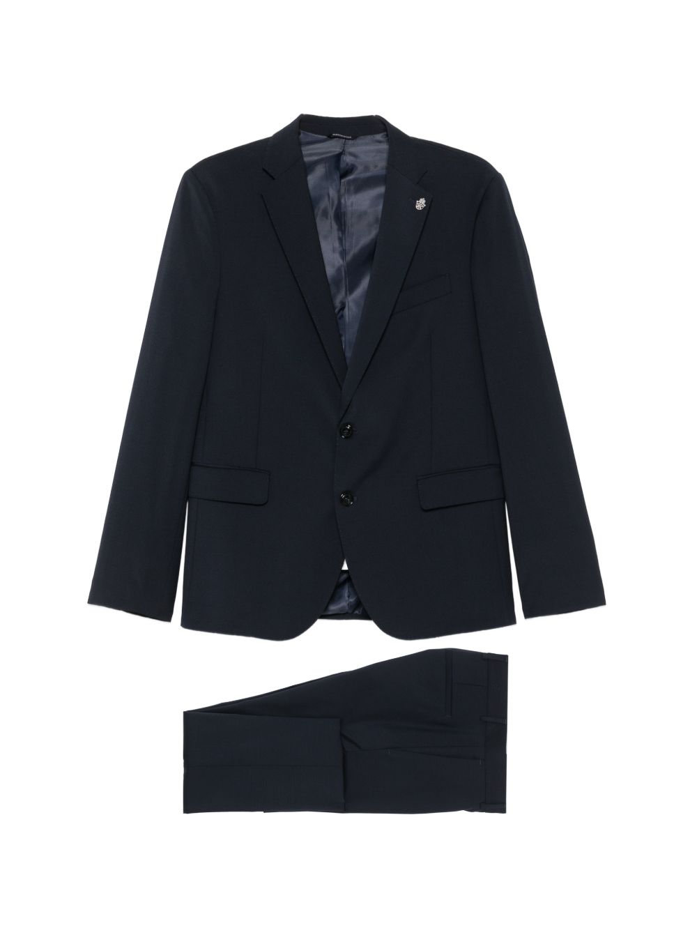 DANIELE ALESSANDRINI Completo in cotone blu con rever a dente 