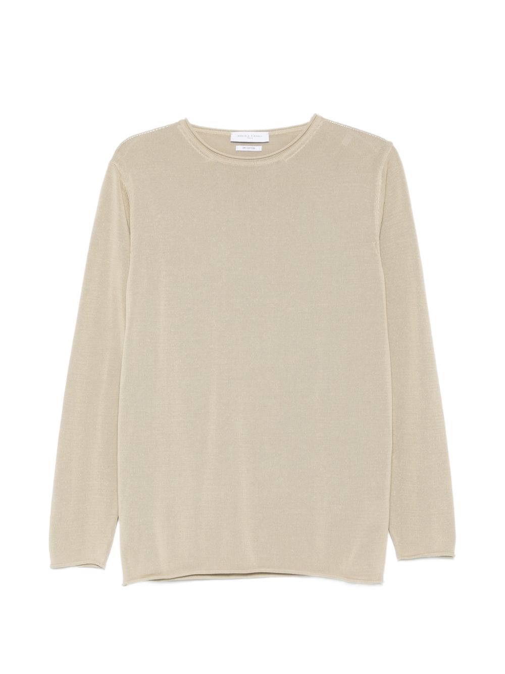 DANIELE FIESOLI T-shirt in maglia di cotone beige con girocollo e maniche lunghe 