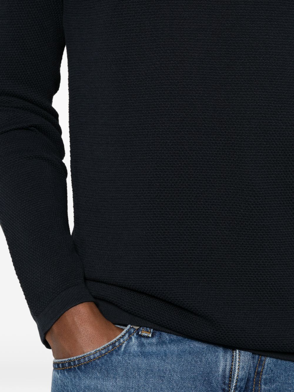 DANIELE FIESOLI T-shirt a maniche lunghe in maglia fine di cotone blu 