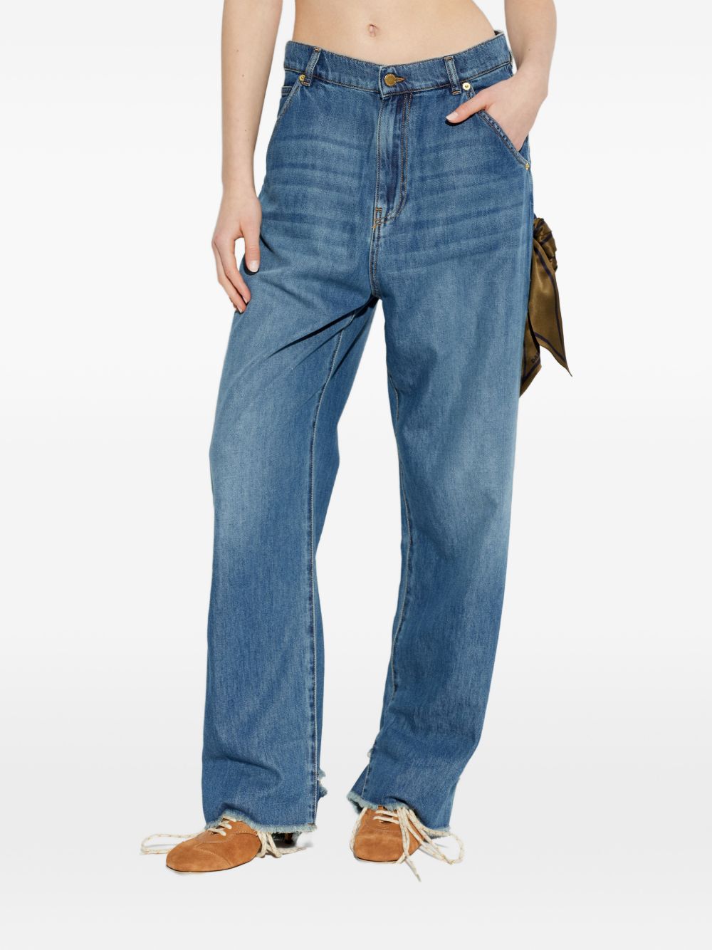 DARKPARK Jeans Lisa loose fit in cotone denim blu con fourlard 