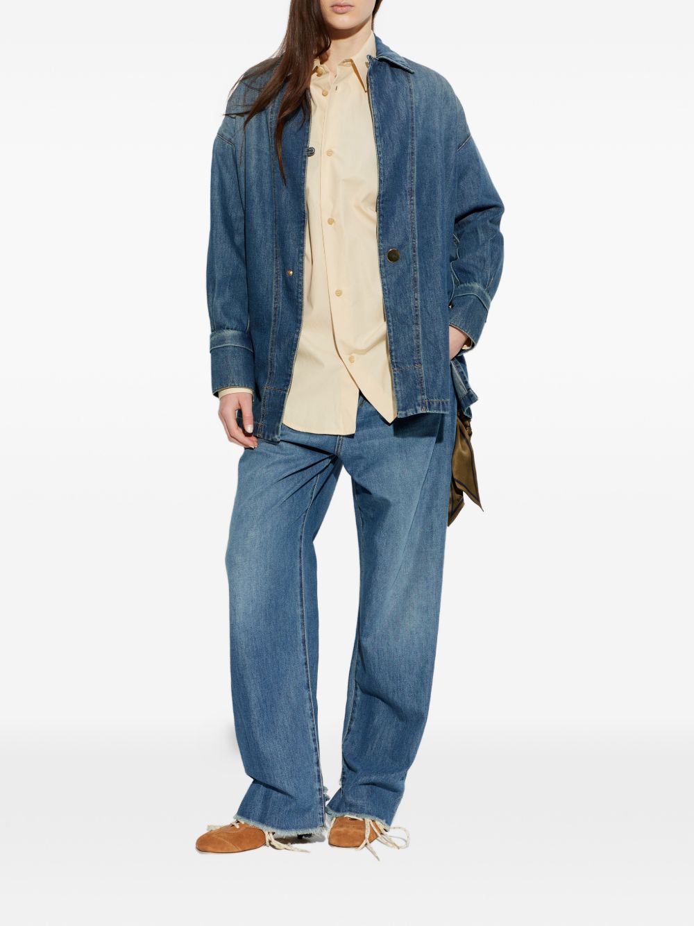 DARKPARK Jeans Lisa loose fit in cotone denim blu con fourlard 