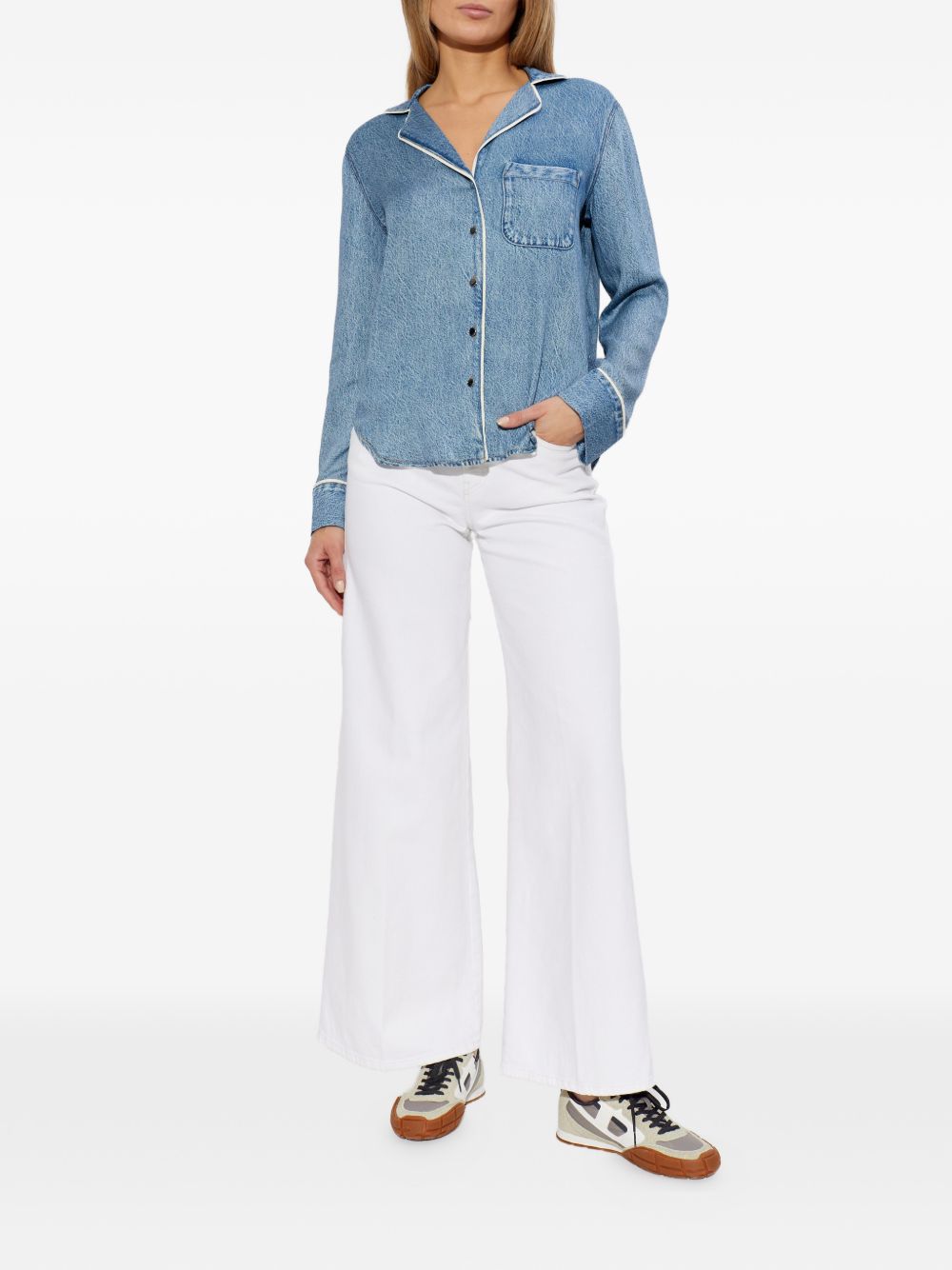 DIESEL Jeans a cinque tasche in cotone bianco con logo applicato 