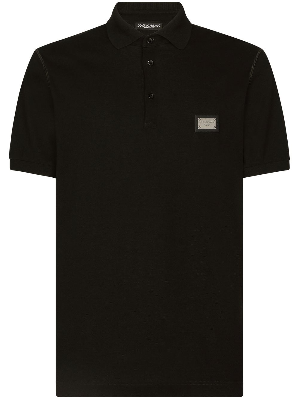 DOLCE e GABBANA Polo in cotone nera con logo 