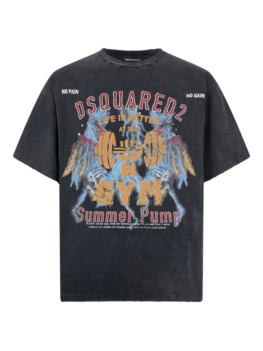 DSQUARED2 T-shirt Rock Wash Iron grigia con stampa grafica 