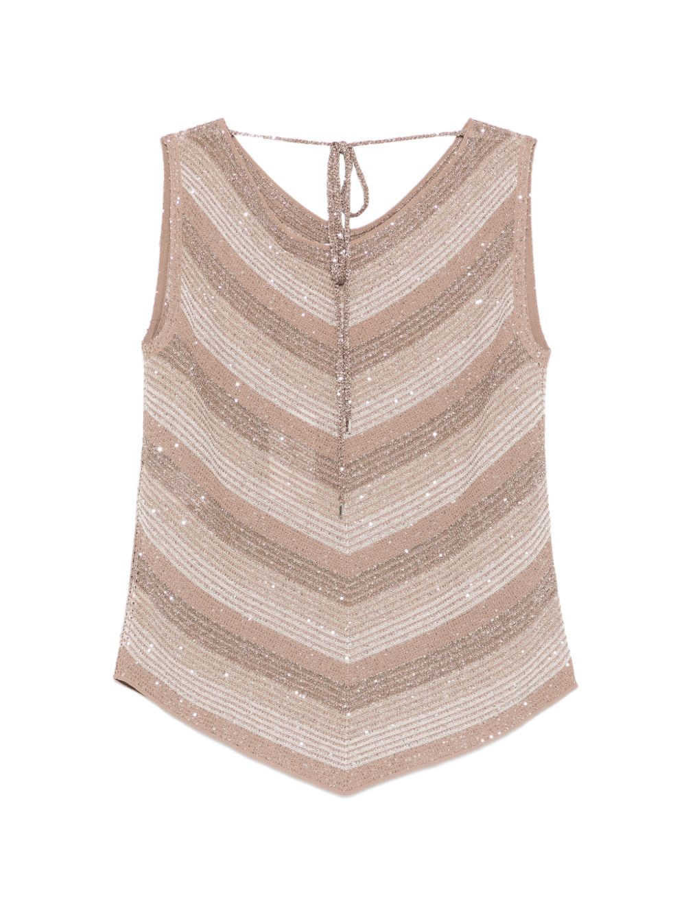 D EXTERIOR Top a righe beige con strass 