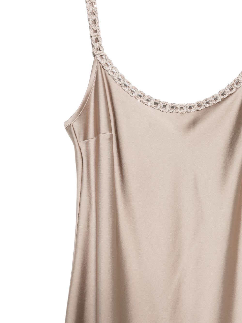 D EXTERIOR Abito lungo in raso beige con spalline sottili 