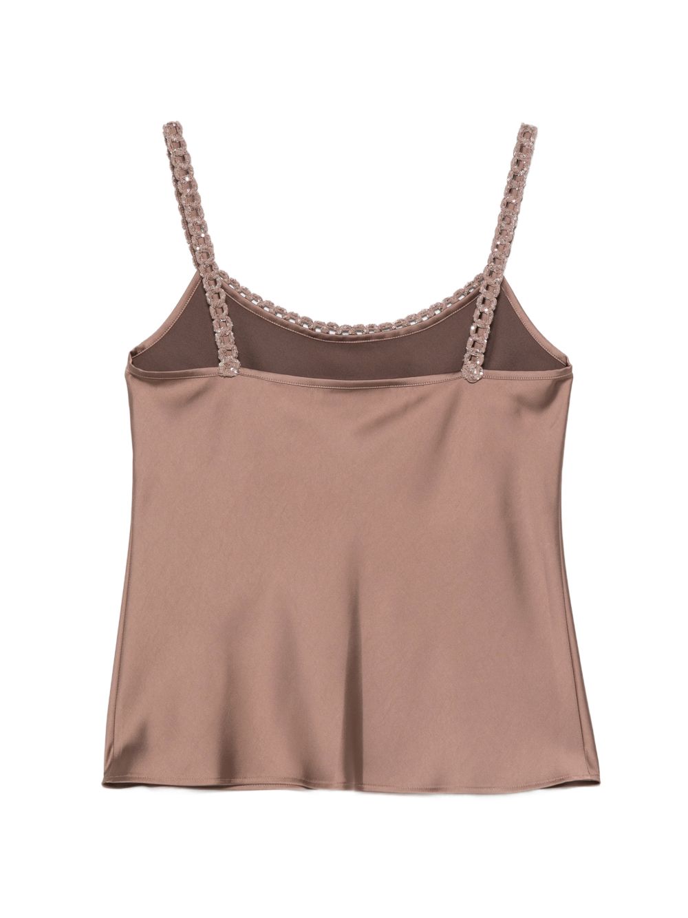 D EXTERIOR Top in simil raso marrone con spalline sottili 