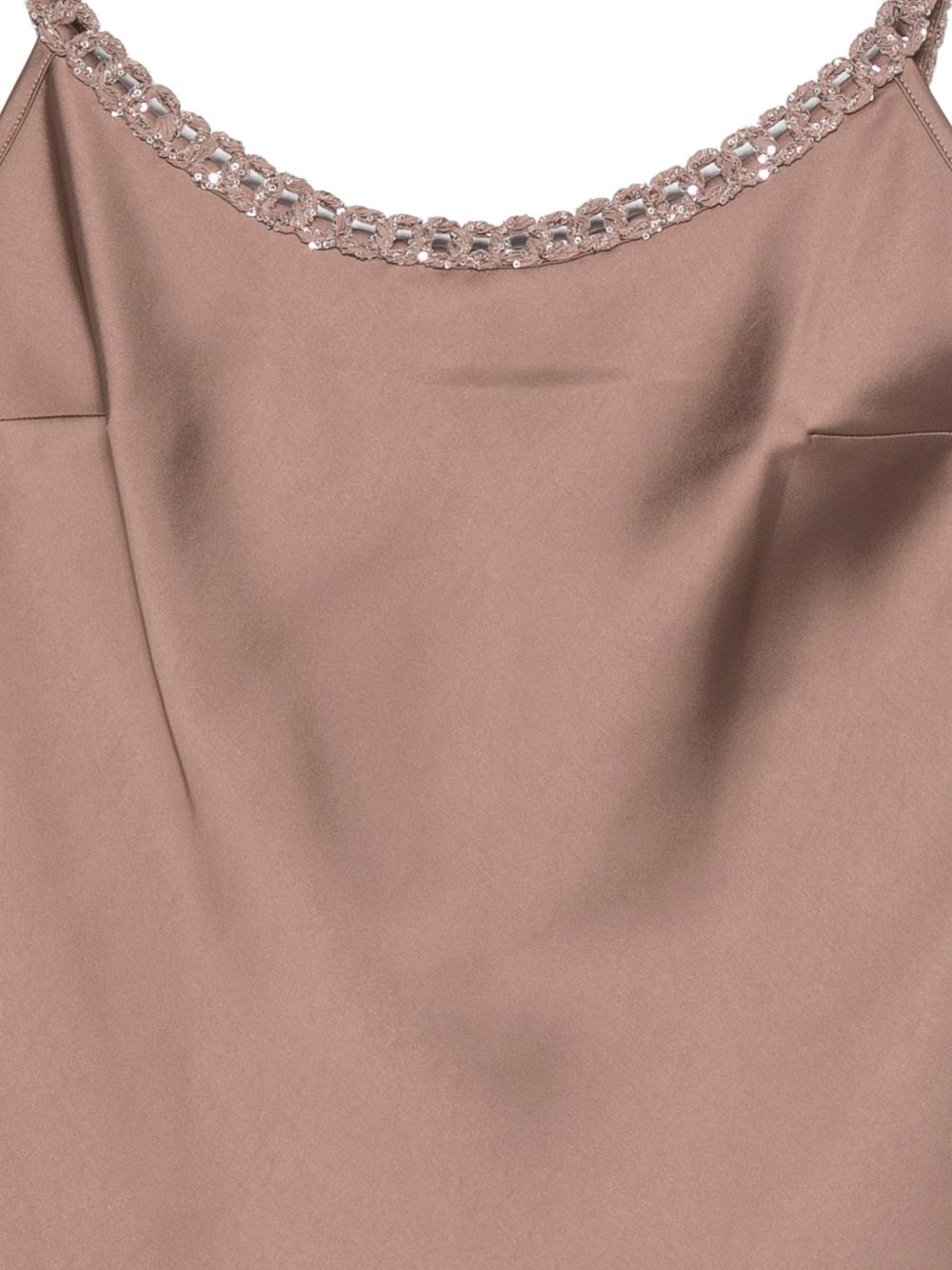 D EXTERIOR Top in simil raso marrone con spalline sottili 